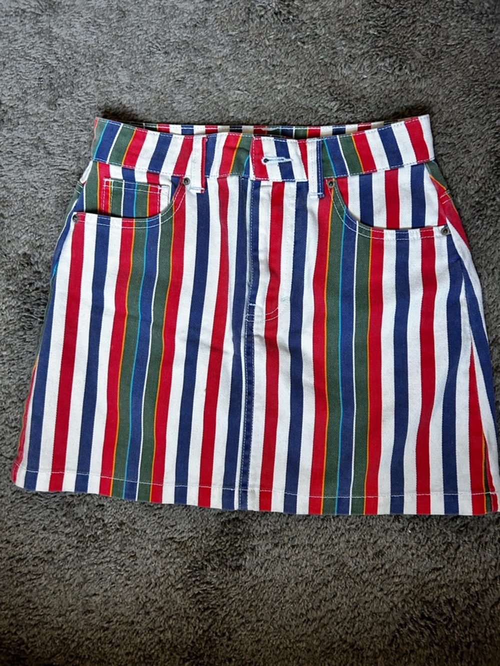 Striped Multicolor Cotton high waist skirt